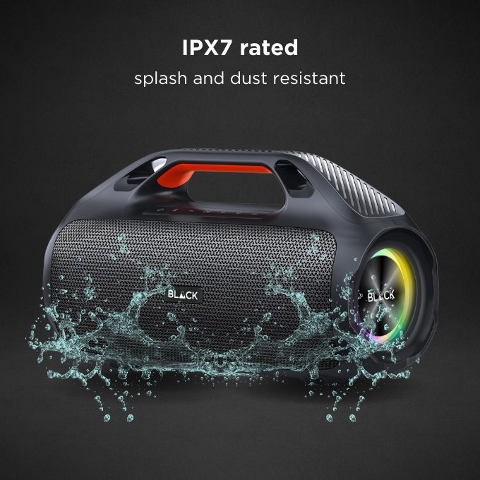 BLACK BassBlast Wireless Bluetooth Speaker, 100W, EX BASS, Up to 9H Playtime, 1 Yr Warranty BLACK BassBlast Wireless Bluetooth Speaker, 100W, EX BASS, Up to 9H Playtime, 1 Yr Warranty